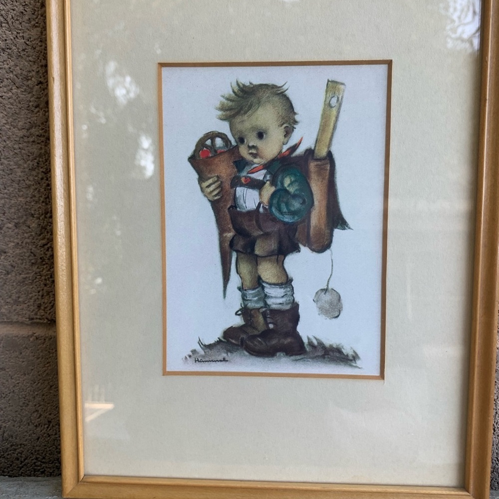 Vintage Trio of Hummel Framed Art Prints Under Glass - Picture 13 of 14